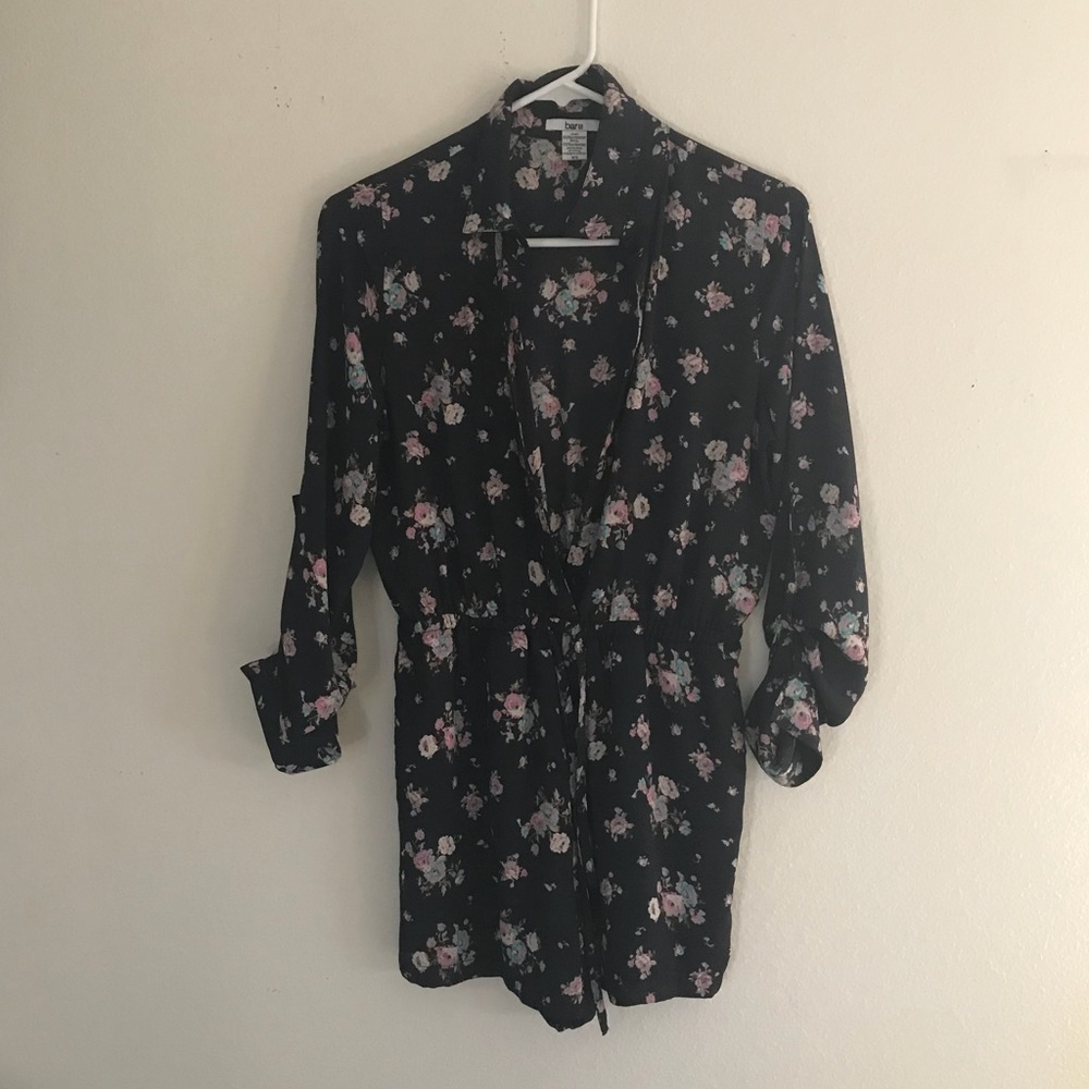 Bar III navy blue / purple with pink flowers.